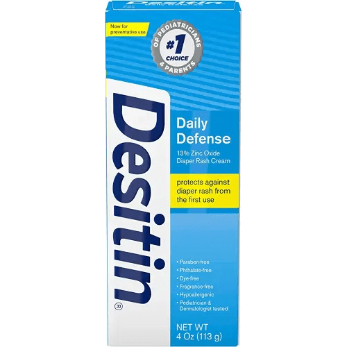 Desitin Daily Defense Baby Diaper Rash Cream with Zinc Oxide to Treat, Relieve & Prevent diaper rash, Hypoallergenic, Dye-, Phthalate- & Paraben-Free, 4 oz