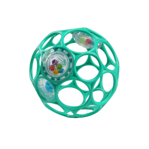 Bright Starts Oball Easy-Grasp Rattle BPA-Free Infant Toy in Teal, Age Newborn and up, 4 Inches