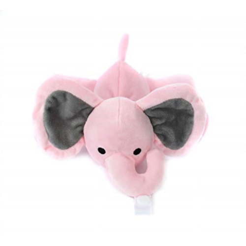 KINREX Pink Elephant Pacifier Holder - Baby Soothie Stuffed Animal Toy - Measures 18 cm. - 7.09"