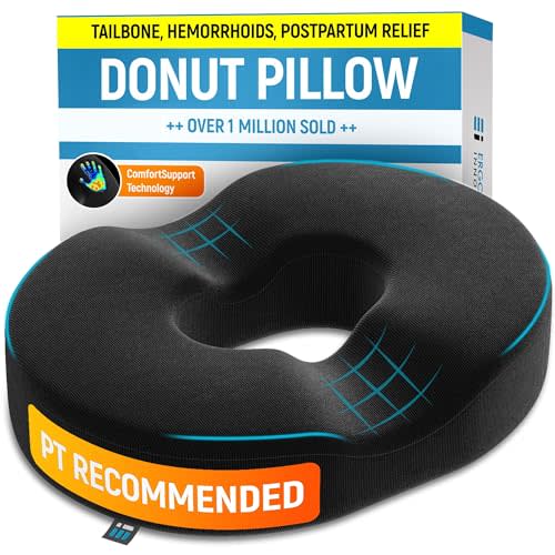 PT ENDORSED Donut Pillow Seat Cushion for Tailbone Pain Relief, Hemorrhoid Pillow for Sitting, Donut Cushion Post Surgery, Lifting Cushions for Postpartum Pregnancy, Coccyx, Bed Sores, Butt Pillows