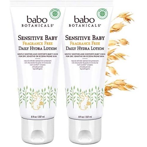 Babo Botanicals Sensitive Baby Daily Hydra Lotion With Shea Butter, Chamomile and Calendula, Fragrance-Free - 2 Pack 8 oz.