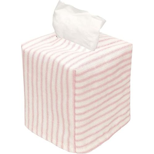 Tissue Box Cover Tissue Holder Tissue Dispenser Square Cube, Soft Fabric Cover Slips Over Cardboard Facial Tissue Boxes - Pink Room Decor, Nursery Decor, Bathroom, Bedroom, Lined Fabric Folds Flat