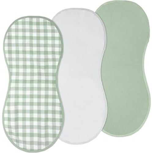 3 Pcs Changing Pad Liners Fits in Peanut Shape Changing Pad Waterproof Diaper Mats Organic Cotton Peanut Mats are Warm on a Baby's Back, Washable Reusable(Plaid Style,Green)