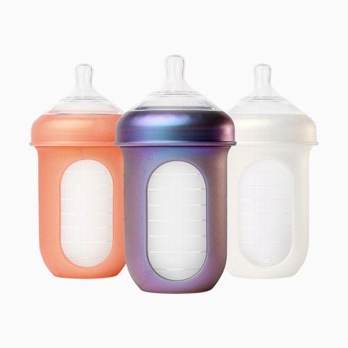 Boon NURSH Silicone Pouch Bottles - Metallic Multi Color, 8 Oz