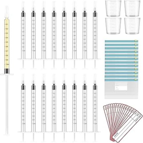 120 Sets 1ml Colostrum Collector Kit Include No Needle Colostrum Syringes with Caps 1mlx120, Stickerx120, 20ml Measuring Cupx4, Ziplock Storage Bagx12 for Breastmilk Collector