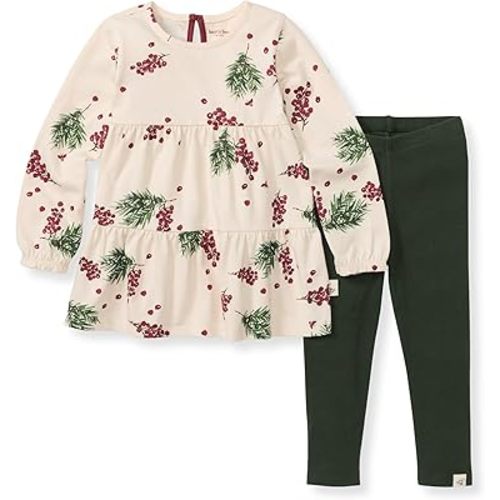 Burt's Bees Baby Baby Girls' Long Sleeve Top and Pant Set, 100% Organic Cotton