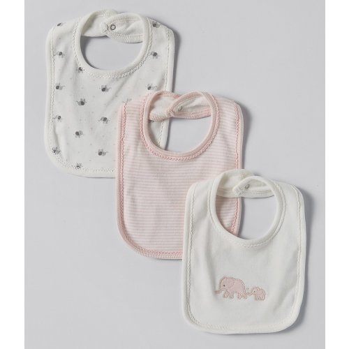 Starting Out Baby Girls Elephant & Stripe 3-Pack Knit Bibs