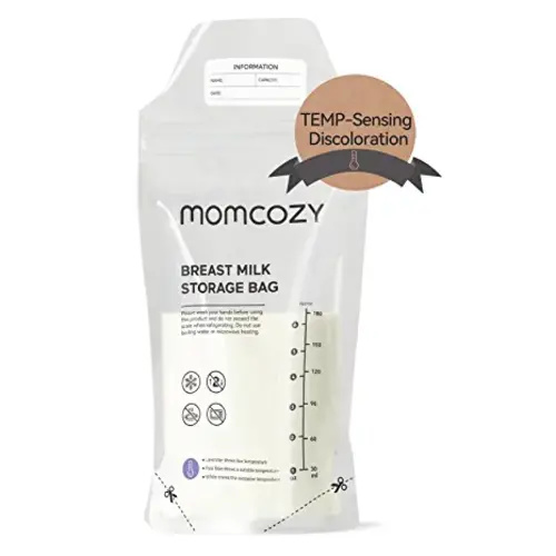 Momcozy Breastmilk Storing Bags, Temp-Sensing Discoloration Milk Storing Bags for Breastfeeding, Disposable Milk Storage Bag with 180ml Self Standing, No-Leak Milk Freezer Storage Pouches, 200pcs - 200 Count