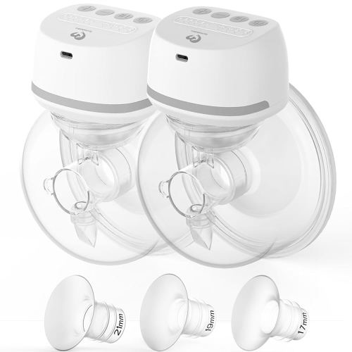 Bellababy Wearable Breast Pumps Hands Free, Low Noise Pain Free, 4 Modes 6 Levels of Suction, Wireless Double Electric Breast Pumps Portable. (24mm Flanges, 21/19/17mm Inserts)