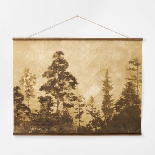 36"x48" Sepia Wilderness Paper Banner: Threshold™ designed w/Studio McGee, Rustic Pine Frame, Nature Art