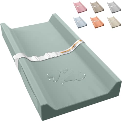 Vegan Leather Baby Changing Pad Waterproof & Wipeable with Pockets | Soft Diaper Changing Mat 32" x 16.6" Comfortable Infant Changing Station for Dresser & Table