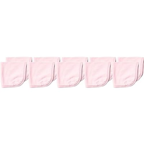 HonestBaby 10-Pack Organic Cotton Baby-Terry Wash Cloths, Pink, One Size