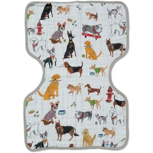 Little Unicorn Cotton Muslin Burp Cloths | 100% Cotton | Multi-Layer | Ultra Absorbent & Soft | Reversible | Large 21 x14 (Woof)