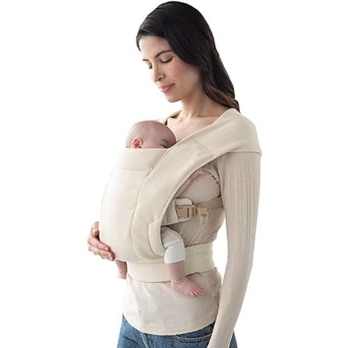 Ergobaby Embrace Cozy Newborn Essentials Baby Carrier Wrap (7-25 Pounds), Ponte Knit, Cream