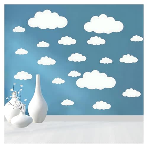 Big Clouds Wall Decals Removable DIY Large Vinyl Sticker Self Adhesive Wallpaper for Living Room Nursery Children Baby Kids Boys Girls Bedroom Decor Home Art Mural Dec