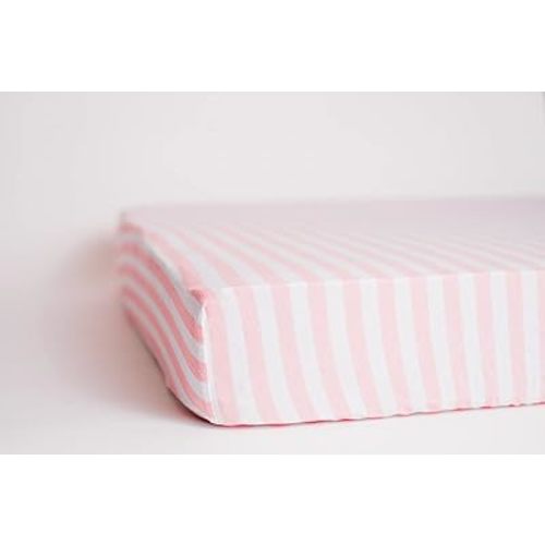 Fitted Crib Sheet - 100% Cotton for Baby Girl/Boy Nursery Bedding - Gender Neutral Patterns and Colors - Unisex for Standard Baby or Toddler Crib Mattress (Pink Stripe)