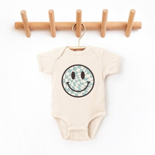 The Juniper Shop Checker Board Smiley Face Baby Bodysuit - 6 Month - Natural