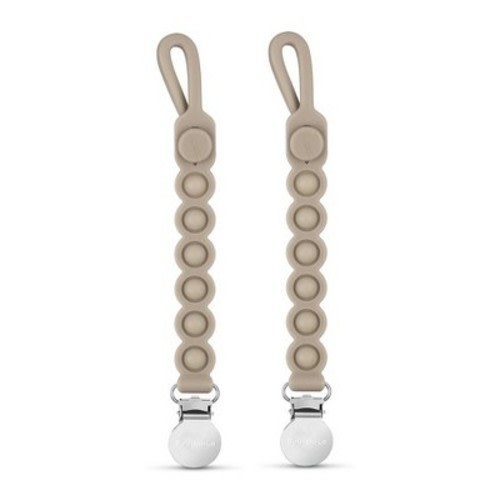 POP Clip - Sensory Teething Bubble Pop Toy and Pacifier Clip Holder for Baby's and Toddler, Color: Taupe