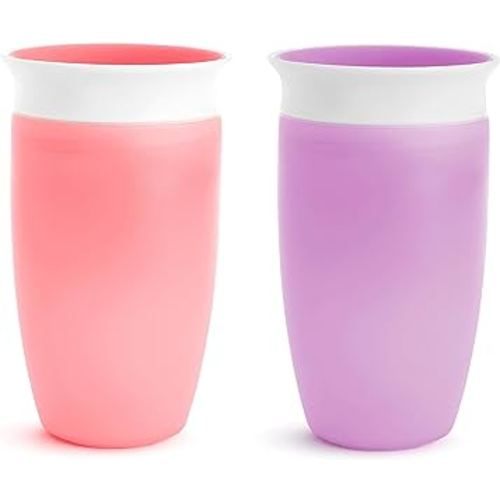 Munchkin® Miracle® 360 Toddler Sippy Cup, Spill Proof, 10 Ounce, 2 Pack, Pink/Purple