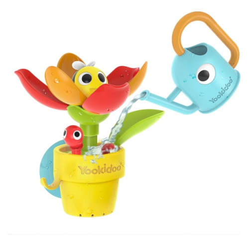 Yookidoo Toddler Baby Bath Toy (Ages 1-3) Pop-Up Bee Flower Sprinkler - Garden Adventure Set with Watering Can (Mold Free) Attach to Any Tub or Shower Fun for Bath time - Great for Boys,Girls,& Kids