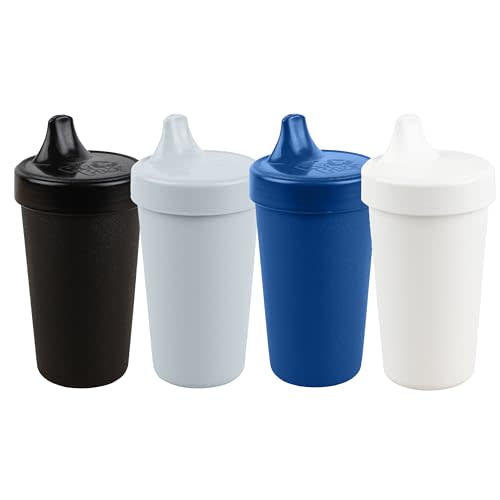 Re-Play Made in USA 10 Oz. Sippy Cups for Toddlers, Pack of 4 - Reusable Spill Proof Cups for Kids, Dishwasher/Microwave Safe - Hard Spout Sippy Cups for Toddlers 3.13" x 6.25", Droid