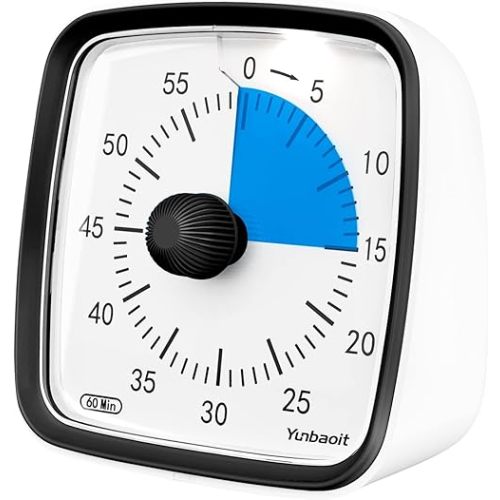Yunbaoit Visual Timer with Night Light, 60-Minute Countdown Timer for Kids and Adults, Silent Classroom Timer, Time Management Tool for Home, School, or Work (Dark Black)