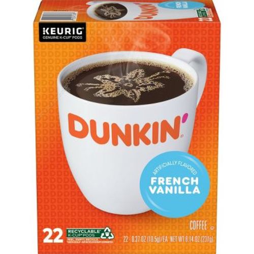 Dunkin' French Vanilla Flavored Medium Roast Coffee - Keurig K-cup Pods - 22ct