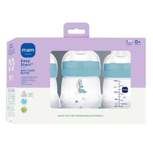 MAM Easy Active, Anti Colic Matte Bottle, 5oz Boy 3 Pack