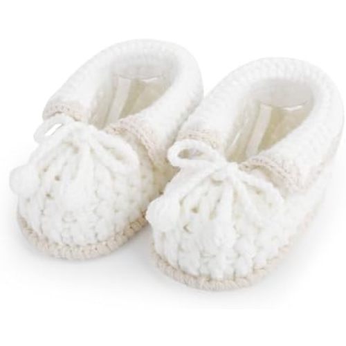 Baby Booties Newborn Sock Shoes Hand Crochet Knit Cotton Bootie Soft Cozy Ankle Boots for Infant Boys Girls
