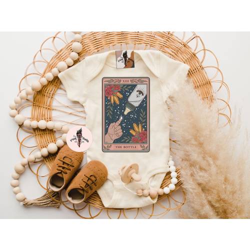 The Bottle Tarot Card Bodysuit, Baby Tarot Card Bodysuit, The baba bottle bodysuit, breastfeeding tarot bodysuit, baby bottle tarot bodysuit