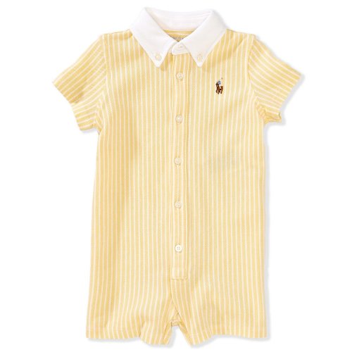 Ralph Lauren Baby Boys 3-12 Months Short Sleeve Striped Knit Oxford Shortall