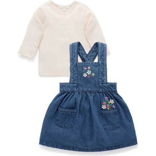 Embroidered Pinnie Set Mid Denim - Purebaby | Maisonette