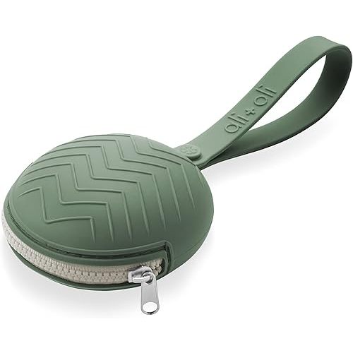 Ali+Oli Silicone Pacifier Holder Case (Army Green) BPA-Free Newborn Pacifier Holder, Travel Baby Pacifiers Silicone Pouch, Silicone Pacifier Storage Case, 3 by 1.6 Inches