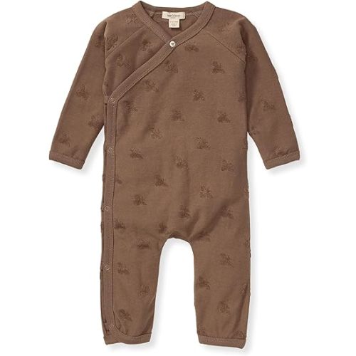Burt's Bee Baby Infant Boys' 100% Organic Cotton Long Sleeve Wrap-Front Jumpsuit