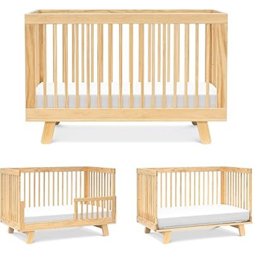 babyletto Hudson 3-in-1 Convertible Baby Crib with Toddler Bed & Daybed Conversion - Easy to Assemble - GREENGUARD Gold Certified w/ 4 Adjustable Mattress Heights - Natural