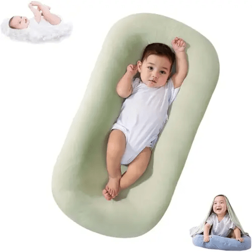 Lucakuins Baby Lounger, Bionic Design Baby Lounger for Newborn 0-24 Months, Soft Organic Cotton Breathable Lounger for Infants (Lovely Green)