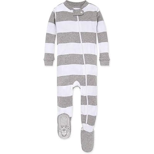 Burt's Bees Baby Boys' Pajamas, Zip-Front Non-Slip Footed Sleeper, Organic Cotton
