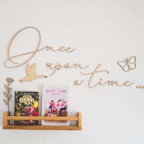 Once Upon A Time Fairy Tale Wood Flower Butterfly Bird Wall Decor Nursery Girl Room Baby Gift Unique Wooden Art Handmade