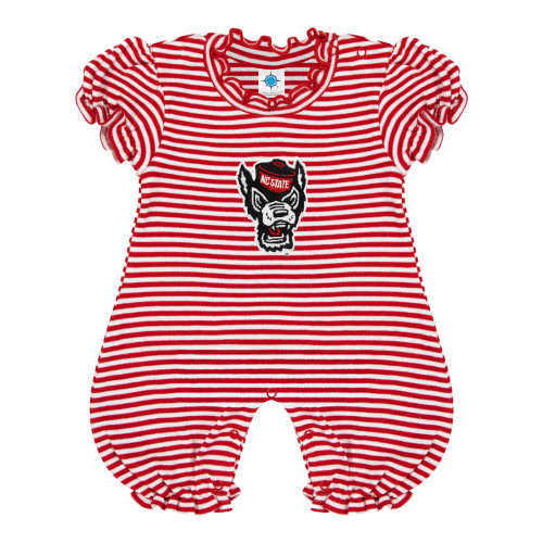 NC State Wolfpack Red and White Striped Wolfhead Bubble Romper – Red and White Shop