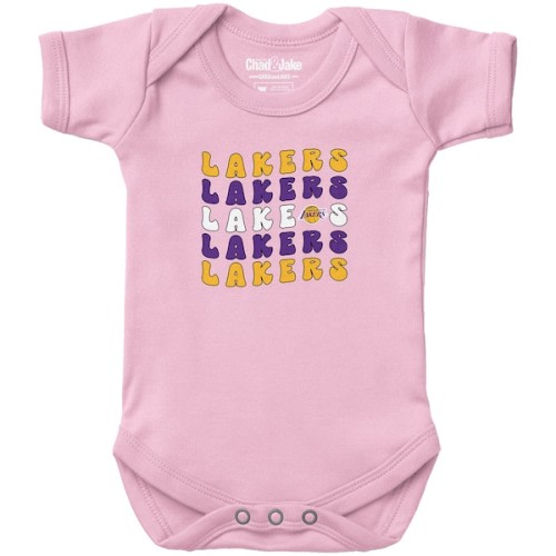 Newborn & Infant Los Angeles Lakers  Chad & Jake Light Pink Groovy Bodysuit