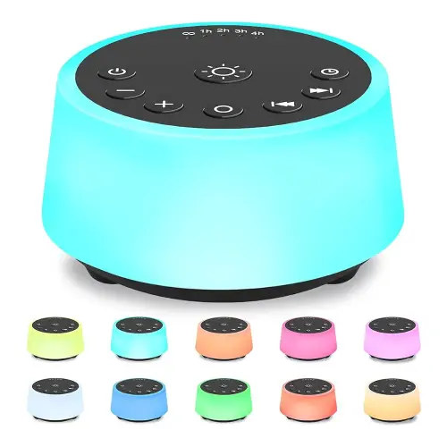 Color Noise Sound Machines with 10 Colors Night Light 25 Soothing Sounds and Sleep White Noise Machine 32 Volume Levels 5 Timers Adjustable Brightness Memory Function for Adults Kids Baby