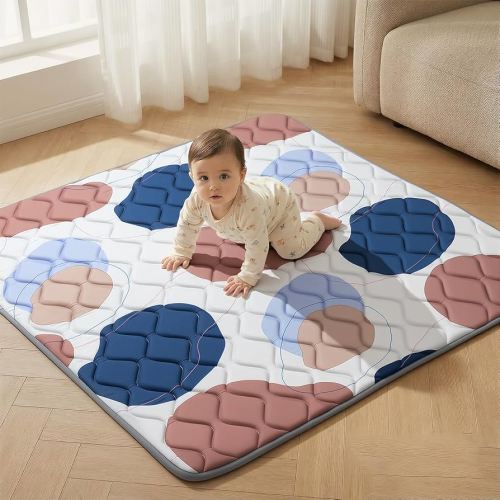 UBRAVOO Baby Play Mats, Crawling Playpen Mat, Thicken Soft Padding Foam Playmatfor Babies and Toddlers Infants, Foldable Crawling Mats, Non-Slip & Machine Washable(50" X 50", Color Blocks)