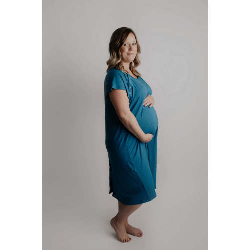 Blue Labor & Delivery Gown | Epidural & Nursing Friendly