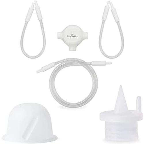 BabyBuddha Breast Pump Accessories, 10 Piece Triple Bundle for Electric Breast Milk Pump, Includes 2 Silicone Diaphragms, 4 Duckbill Valves, 4 Replacement Tubes, Compatible Spare Parts for Daily Use