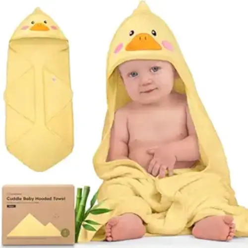 KeaBabies Hooded Baby Towel for Newborn - Viscose Derived from Bamboo Large Baby Bath Towels with Hood for Boys, Girls, Toddler, Extra Absorbent & Soft Newborn Bath Essentials (Duck, Regular)