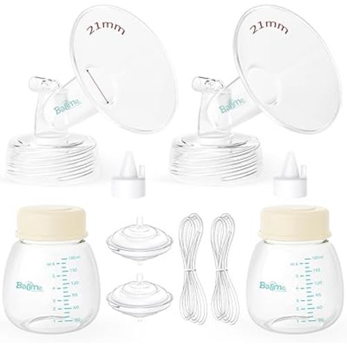 Breast Pump Parts Compatible with Spectra S1/S2/9 Plus, Not Original Accessories, Full Set Replacements Include 21mm Flanges, Valves, Backflow Protectors (Duckbills Included), Tubings and Bottles