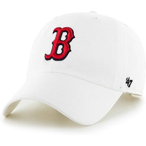 47 MLB White Team Color Primary Logo Clean Up Adjustable Strap Hat Cap, Adult One Size Fits All