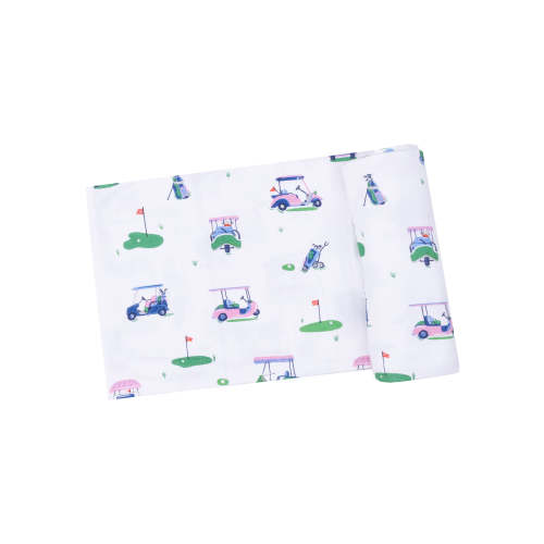 Stretch Swaddle, Vintage Golf Carts Pink