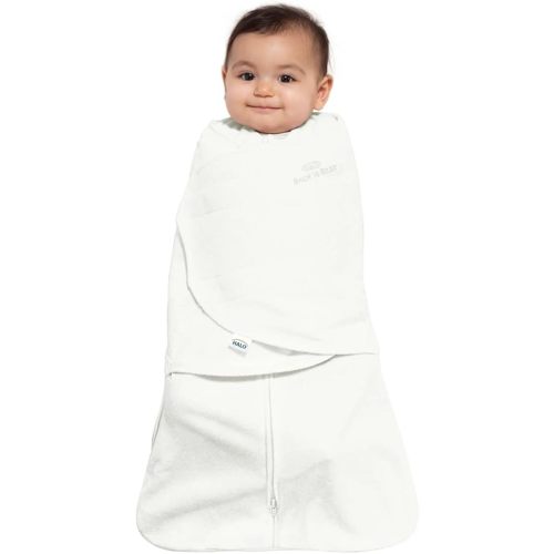HALO Micro Fleece Sleepsack Swaddle, 3-Way Adjustable Wearable Blanket, TOG 3.0, Cream, Small, 3-6 Months