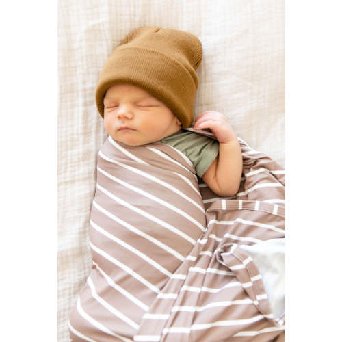 LIGHT MOCHA + WHITE STRIPE | SWADDLE